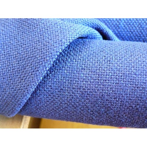 286 - 3 PART ROLLS OF BLUE WOOL BLEND FABRIC