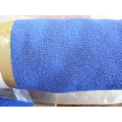 286 - 3 PART ROLLS OF BLUE WOOL BLEND FABRIC