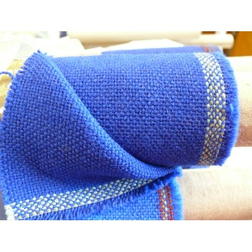 289 - 3 PART ROLLS OF BLUE WOOL BLEND FABRIC