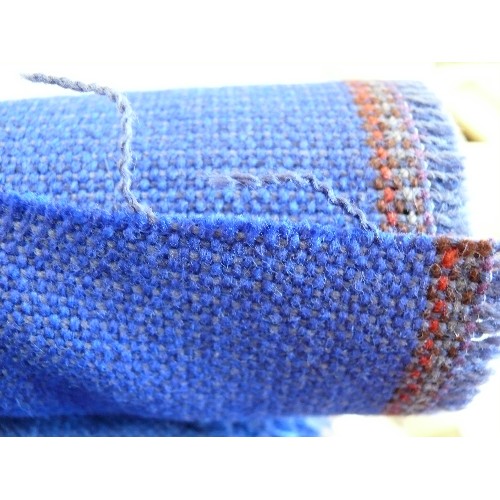 289 - 3 PART ROLLS OF BLUE WOOL BLEND FABRIC