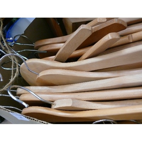 347 - A LARGE BOX OF GOOD QUALITY WOODEN COAT HANGERS