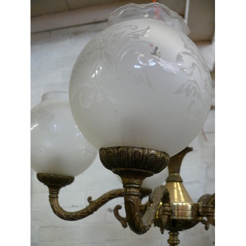 375 - CEILING PENDANT WITH 5 ARMS AND  5 GLASS BOWL SHADES