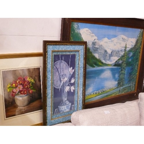 472 - COLLECTION OF FRAMES, PRINTS, EMBROIDERED ETC