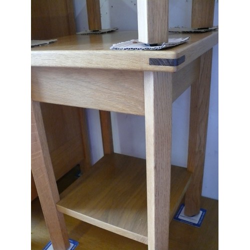 442 - EXIGENCE - ERNEST MENARD SOLID OAK SIDE TABLE X 2