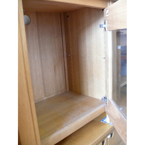 443 - EXIGENCE - ERNEST MENARD SOLID OAK TV CUPBOARD WITH TOUCH OPENING AND GLASS DOOR