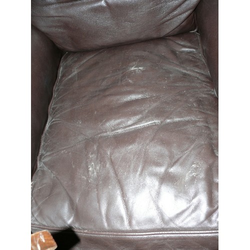 463 - CHOCOLATE BROWN LEATHER ARMCHAIR