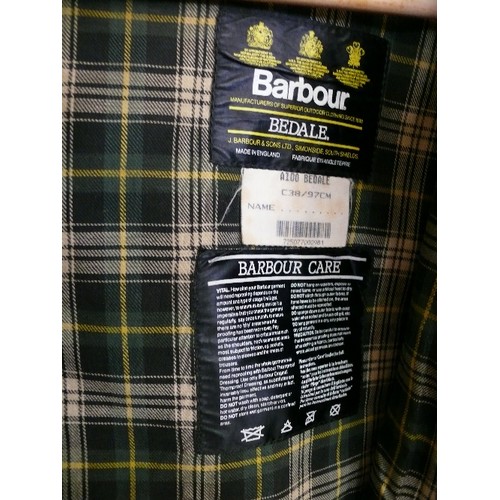 494A - BARBOUR GREEN WAX JACKET, C38/97CM