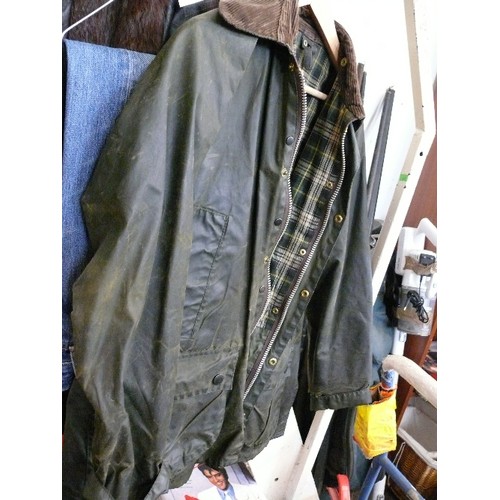 494A - BARBOUR GREEN WAX JACKET, C38/97CM