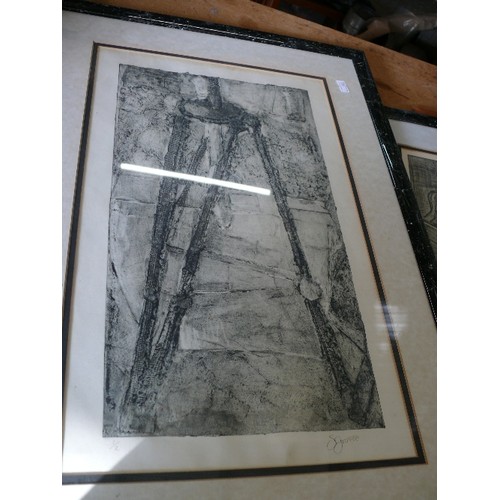 129B - 3 X LIMITED EDITION BLACK AND WHITE PRINTS BY S GARROD, FRAMED