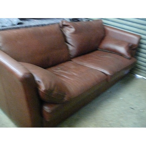 477 - STUNNING MULTI YORK 'DIPLOMAT' LARGE BROWN LEATHER SOFA 73CM H X 100XCM D X 210CM L