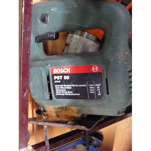 282 - A BOSCH PST 50 ELECTRIC SAW AND A BLACK AND DECKER 2 SPEED PERCUSSION DRILL