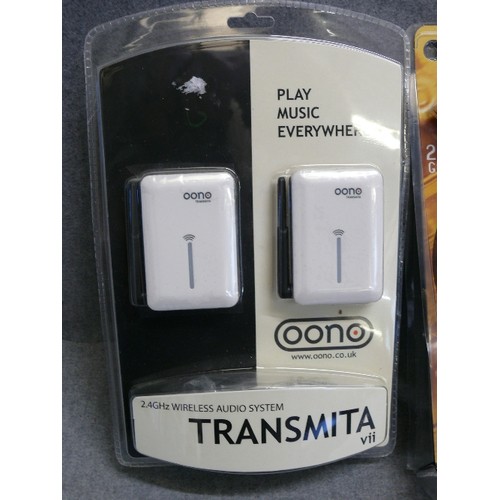 67 - A 2.4GHZ WIRELESS AUDIO SYSTEM TRANSMITA VII BY OONO PLUS A PANASONIC HEADSET FOR CORDLESS PHONES KX... 