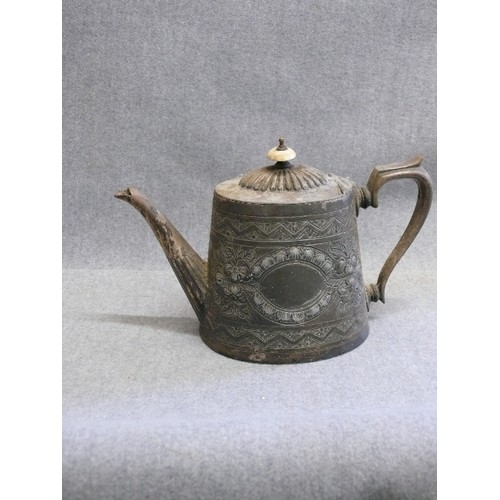 107 - A LOVELY ANTIQUE SILVER PLATE TEAPOT