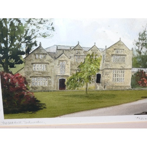 151 - A FRAMED AND GLAZED PRINT OF THE OLD HALL, TODMORDEN