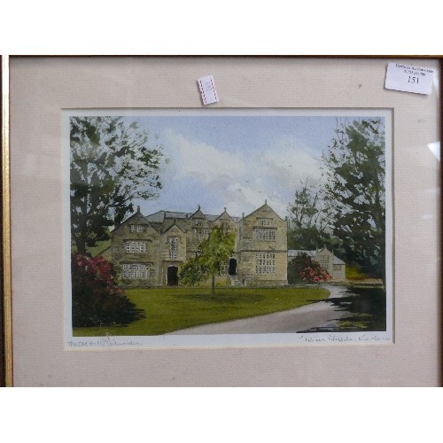 151 - A FRAMED AND GLAZED PRINT OF THE OLD HALL, TODMORDEN