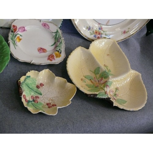 218 - A SELECTION OF CHINA PLATES, THREE OF WHICH ARE CARLTONWARE LEAF PLATES