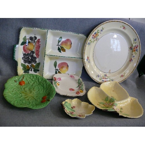 218 - A SELECTION OF CHINA PLATES, THREE OF WHICH ARE CARLTONWARE LEAF PLATES