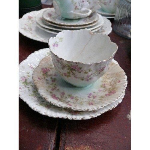 231 - A LOVELY FINE CHINA AUSTRIAN TEASET WITH PLATES, CUPS AND SAUCERS