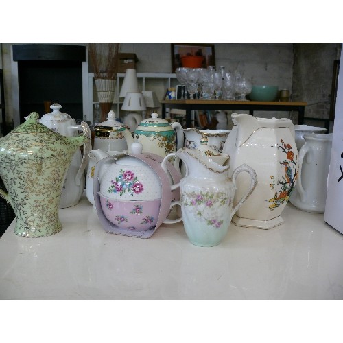 234 - A NICE SELECTION OF VINTAGE CHINA COFFEE POTS, TEAPOTS AND JUGS