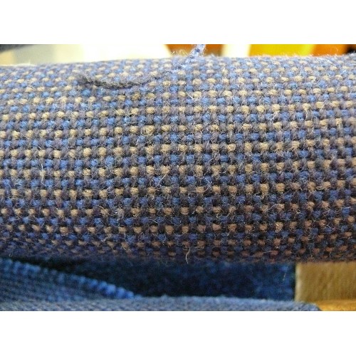 290 - 4 PART ROLLS OF BLUE WOOL BLEND FABRIC