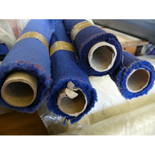 290 - 4 PART ROLLS OF BLUE WOOL BLEND FABRIC