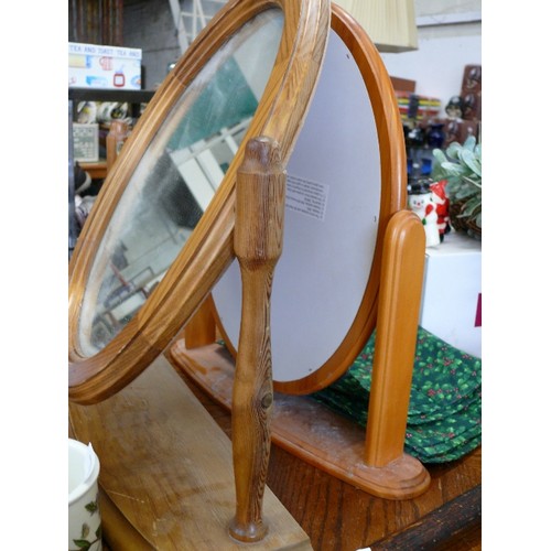 338 - 2 OVAL PINE FRAMED DRESSING TABLE MIRRORS