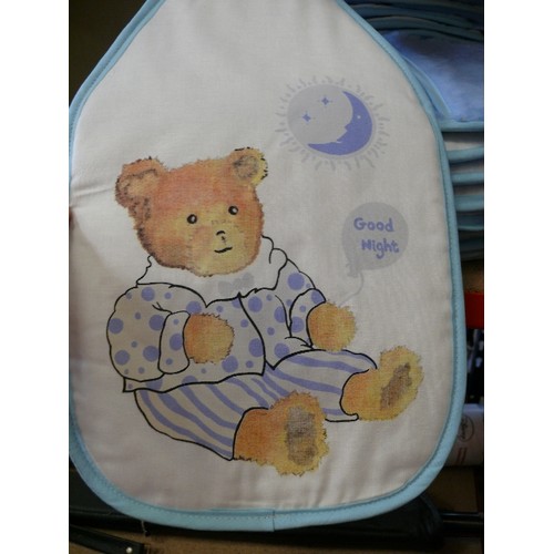 372 - BLUE BABY HOTWATER COVER, NEW WITH GOOD NIGHT TEDDY DESIGN, OVER 30