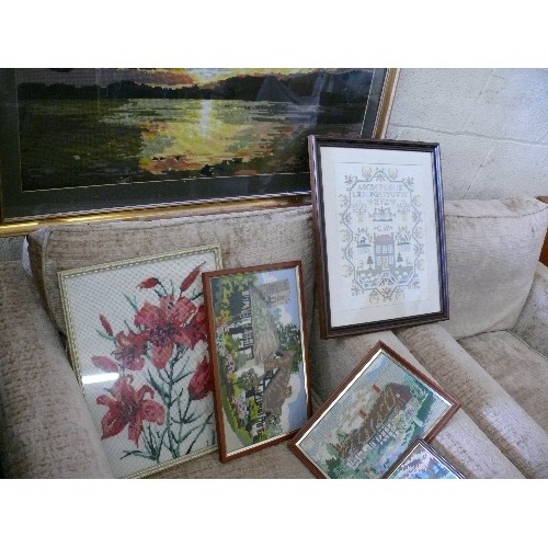 469 - 6 X FRAMED EMBROIDERED SCENES