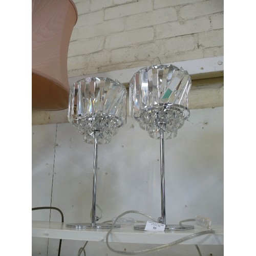 88 - A PAIR OF LOVELY CRYSTAL DROPLET TABLE LAMPS