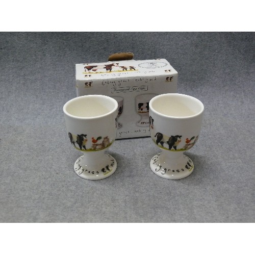 93 - A NEW FINE BONE CHINA FARMYARD ANIMAL COLLECTION TO INCLUDE 6 MUGS, BUTTER DISH, 2 EGG CUPS AND A PL... 