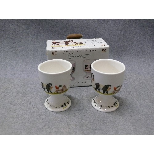 93 - A NEW FINE BONE CHINA FARMYARD ANIMAL COLLECTION TO INCLUDE 6 MUGS, BUTTER DISH, 2 EGG CUPS AND A PL... 