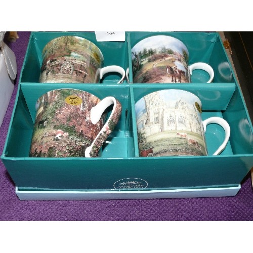 104 - A BOXED SET OF 4 MUGS WITH JOHN CONSTABLE SCENES