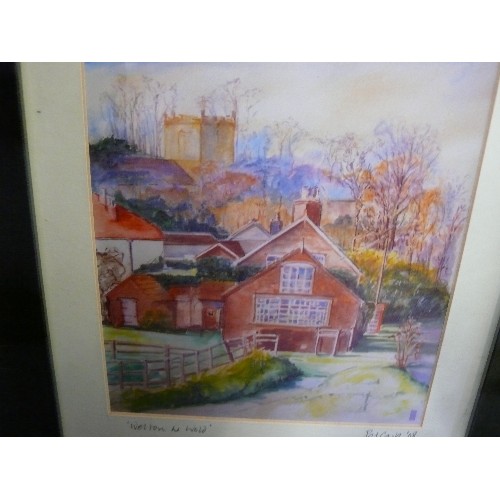 115 - A FRAMED AND GLAZED PRINT OF 'WELTON LE WOLD' BY PAT CAVE '08