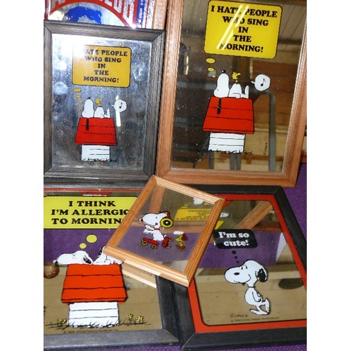 118 - A SET OF 5 PEANUTS PICTURE MIRRORS ALL FEATURING SNOOPY