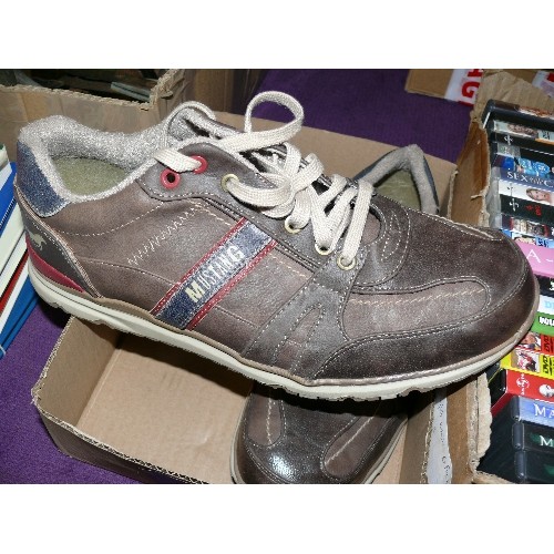 154 - GENUINE AMERICAN MUSTANG TRAINERS - LEATHER UPPERS SIZE 11-ISH. VERY COMFORTABLE.