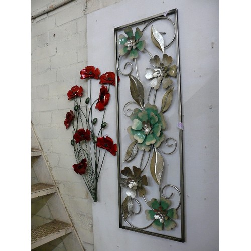 169A - 2 DECORATIVE METAL FLOWER WALL PLAQUES