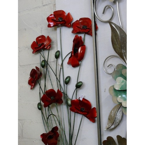 169A - 2 DECORATIVE METAL FLOWER WALL PLAQUES