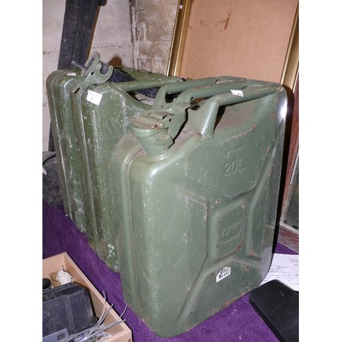 190 - THREE VINTAGE GREEN JERRY CANS