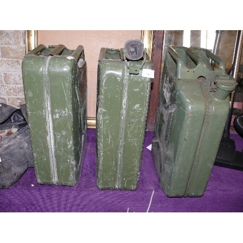 190 - THREE VINTAGE GREEN JERRY CANS