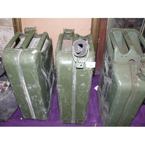 190 - THREE VINTAGE GREEN JERRY CANS