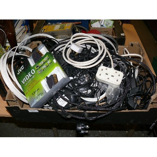 251 - A LARGE BOX OF VARIOUS CABLES ETC