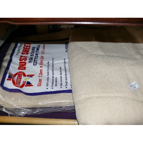 199 - 2 LARGE DUST SHEETS, 1 NEW IN PACKET