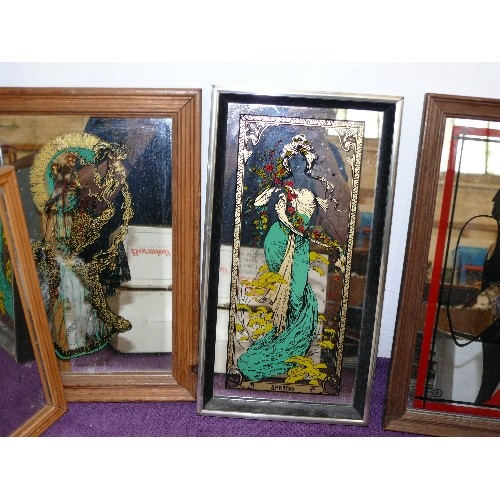 125 - A COLLECTION OF 5 ART DECO/ART NOUVEAU PICTURE MIRRORS FEATURING LADIES