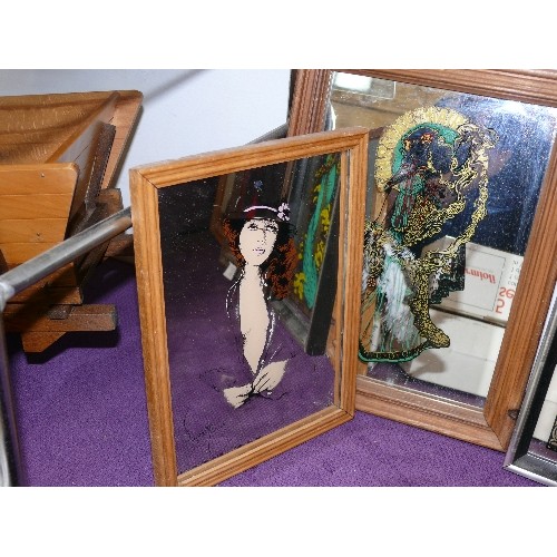 125 - A COLLECTION OF 5 ART DECO/ART NOUVEAU PICTURE MIRRORS FEATURING LADIES