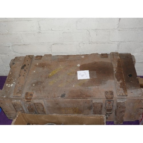 158 - VINTAGE MILITARY WOOD AMMO BOX MARKED SADDLES NO 8 MK 2, IDEAL TOOL BOX OR CLEAN IT UP FOR YOUR MAN ... 