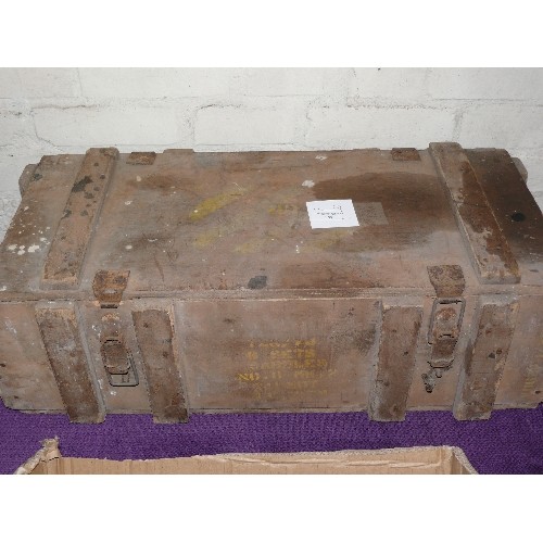 158 - VINTAGE MILITARY WOOD AMMO BOX MARKED SADDLES NO 8 MK 2, IDEAL TOOL BOX OR CLEAN IT UP FOR YOUR MAN ... 