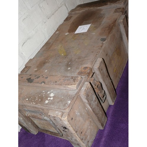 158 - VINTAGE MILITARY WOOD AMMO BOX MARKED SADDLES NO 8 MK 2, IDEAL TOOL BOX OR CLEAN IT UP FOR YOUR MAN ... 