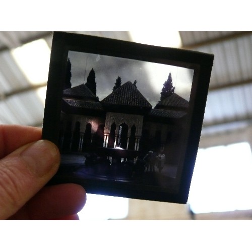 162 - BOX OF 99 GLASS SLIDES. 1950S OR 60S. WHITBY? AND GERMANY?