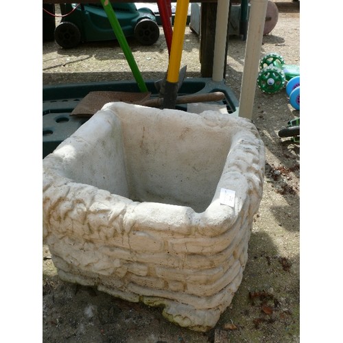 303 - A LARGE SQUARE BRICKWORK CONCRETE PLANTER