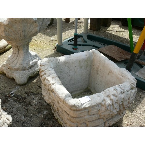 303 - A LARGE SQUARE BRICKWORK CONCRETE PLANTER